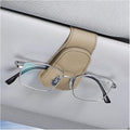 Sunglasses Holders for Car Sun Visor, Leather Eyeglasses Hanger Mounter, Magnetic Glasses Holder and Ticket Card Clip, Auto Interior Accessories Universal for SUV Pickup Truck