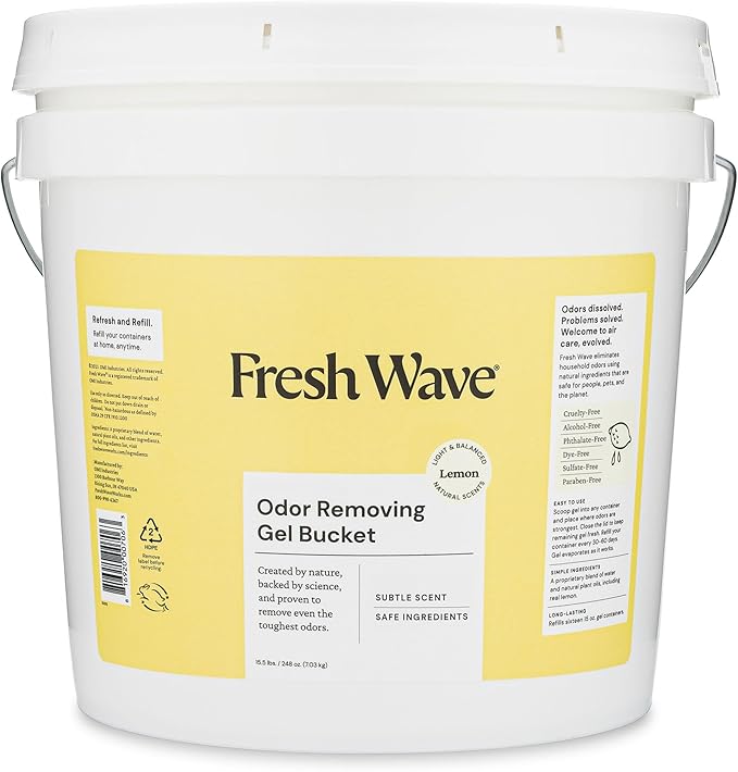 Odor Removing Gel Bucket, 15.5 lb. (248 oz.) | Lemon Scent Refill | Odor Absorbers for Home | Safer Odor Relief | Natural Plant-Based Odor Eliminator | For Cooking, Trash & Pets