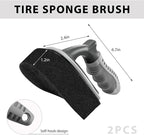 2 PCS Car Tire Shine Applicator, High-Density Sponge Tyre Dressing Applicator Pad with Curved Handle, Reusable Wheel Polishing Brush Auto Detailing Foam for Applying Tire Shine