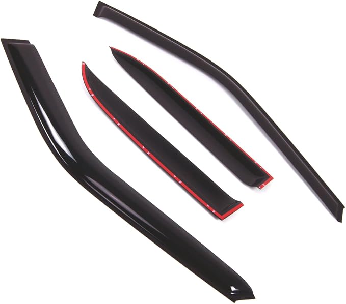 Outside Mount Window Vent Visors Rain Guards Compatible with Mazda 323 1990-1994 | Side Window Wind Deflectors Rain Shields | Smoke Tinted, 4 Pcs Set, DGWV-713