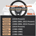 Steering Wheel Cover for Toyota Tacoma,4Runner,Tundra,Sequoia, Large Size - Black
