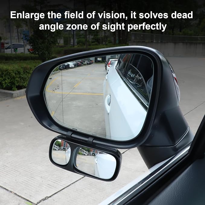 Blind Spot Mirror, Double Adjustable Mounted Blindspot Mirror HD Glass Wide Angle View, Universal, Left