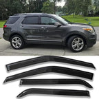 Window Visors Rain Guards for Ford Explorer 2011-2019 Window Deflectors | Vent Deflector, Vent Visor, Sun Shades, Window Shields, Car Accessories, Dark Smoke