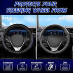 Ventilated Heart-Shaped Steering Wheel Cover with Anti-Slip Leather Grip. Compatible with Ford, Toyota, Honda, Nissan, and Chevrolet Vehicles for 14.5-15.2 inch Round Steering Wheels.