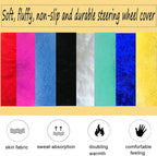 Fluffy Steering Wheel Cover for Women Fuzzy Steering Wheel Cover Winter Warm Faux Wool Plush Car Wheel Cover Furry Steering Wheel Protector Universal Fit 15 Inch (Black)