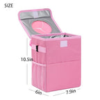 AOKJOY Car Garbage can with lid Leak Proof Vehicle Trash Can 3 Storage Pockets Hanging Waterproof car Trash Bag for SUV Pink