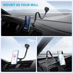 Magnetic Phone Holder Mount with 13-inch Flexible Long Arm & 6 Strong Magnets, Anti-Shake Holder for Truck Windshield Dashboard, Suction Car Mount for All Phones