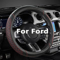Car Steering Wheel Cover for Ford Escape,Explorer,Fusion,Focus,Bronco,Transit,Edge(Diamond Quilted - Black+Red- Standard Size)