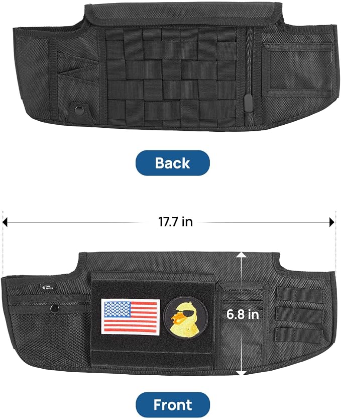 Sun Visor Organizer Compatible with 2018-2026 Wrangler JL & Gladiator JT Passenger's Side, Front Tactical Visor Storage Cover Molle Webbing Visor Storage Holder Pouch, Multi-Pocket Net Zipper