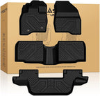 Floor Mats for Ford Explorer 2015-2019 7 Seater All Weather TPE Car Liners Custom Fit for Front, Rear and 3rd Row, Black 4pcs