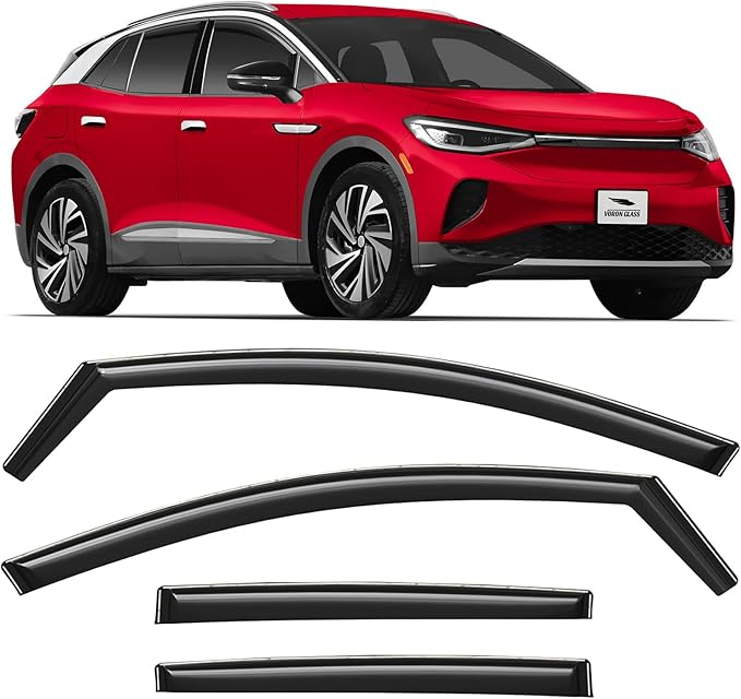 Voron Glass in-Channel Extra Durable Rain Guards for Volkswagen ID.4 2021-2026, Window Deflectors, Vent Window Visors, 4 Pieces - 200885