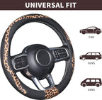 16 inch Steering Wheel Cover Cheetah Print, Breathable Microfiber Leather Compatible Large-Size for F150 F250 F350 Ram 4Runner Tacoma Tundra Range Rover Model Car Accessories for Women Men