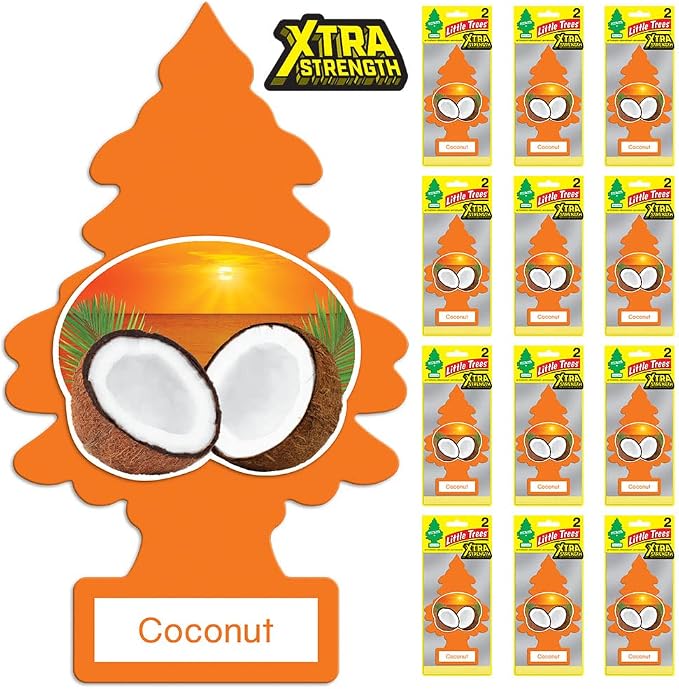 Car Air Freshener | Xtra Strength Provides Long-Lasting Scent for Auto or Home | Extra Boost of Fragrance | Coconut, 24 Air Fresheners