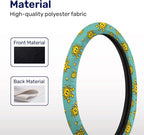 Yellow Retro Game Star Steering Wheel Cover, Non-Slip Polyester Wheel Grip, Universal 15 Inch Car Accessory