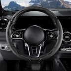 Car Steering Wheel Cover Leather Snap On 3Pcs Set Non-Slip Protector Wrap Steering Wheel Accessories 14.5-15 inch Universal Black