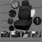 3D Air Mesh Car Seat Covers Full Sets w/5mm Sponge, 4Pcs Waterproof Car Floor Mats, Steering Wheel Cover Universal Fit for SUV Sedan Truck, Airbag Compatible Automotive Interior(Black)