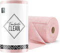 Microfiber Cleaning Cloth Roll -75 Pack, 12" x 12" (Pink) | Reusable Alternative to Paper Towels, Ultra Absorbent, Lint-free Microfiber Towel Roll, for All-Purpose Cleaning