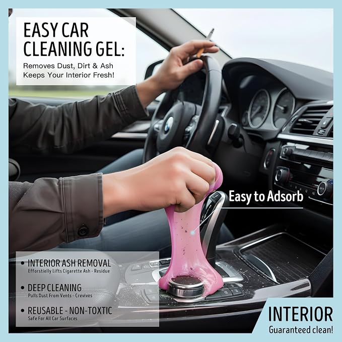 Car Cleaning Gel,Reusable Car Cleaning Putty for Interior Detailing, Car Cleaning Supplies, Auto Detailing Tools, Car Slime for Dust Removal, Car Accessories Interior, Car Cleaning Kit(Pink, 3.0 OZ)