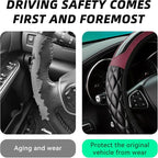 Car Steering Wheel Cover, 14.5-15inch Leather Anti-Slip Car Wheel Cover Protector, Safety Comfortable Desgin, Universal Auto Steering Wheels Accessories for Cars Truck SUV (Wine Red)