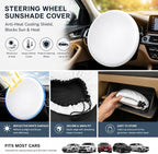 Steering Wheel Sunshade Cover, Anti-Heat Cooling Shield, Blocks Sun & Heat, Reflective White, Universal Fit for Most Cars (Up to 18")