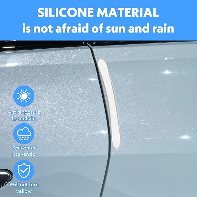 4Pcs Silicone Car Door Edge Guards, Anti-Collision Bumper Guard Protector Clear Strips Protector Universal Car Door Protectors Trim Molding for Sedans SUV Bumper Rearview Mirror (Transparent)