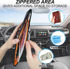 2Pcs Car Sun Visor Organizer with Zipper Pocket, Car Truck Visor Storage Pouch Holder Travel Auto Document Holder for Mobile Phone, Sunglasses, Card - Gray