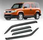 Window Visor for 2003-2011 Honda Element, Rain Guards Shields Vent Deflector Shade Wind Dark Smoke 2004 2005 2006 2007 2008 2009 2010 04 05 06 07 08 09 10, Tape-On, 4PCS