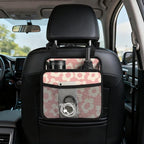 Car Backseat Organizer - Cute Aesthetic Car Storage Bin with Mesh Pocket & Reinforced Base - Universal Fit Hanging Seat Back Accessories for Women (Pink)