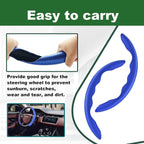 2pcs Carbon Fiber Anti-Skid Steering Wheel Cover, Anti-Skid Steering Wheel Cover/Segmented Steering Wheel Protector/Car Interior Accessories for Men/Women - Durable(Blue)