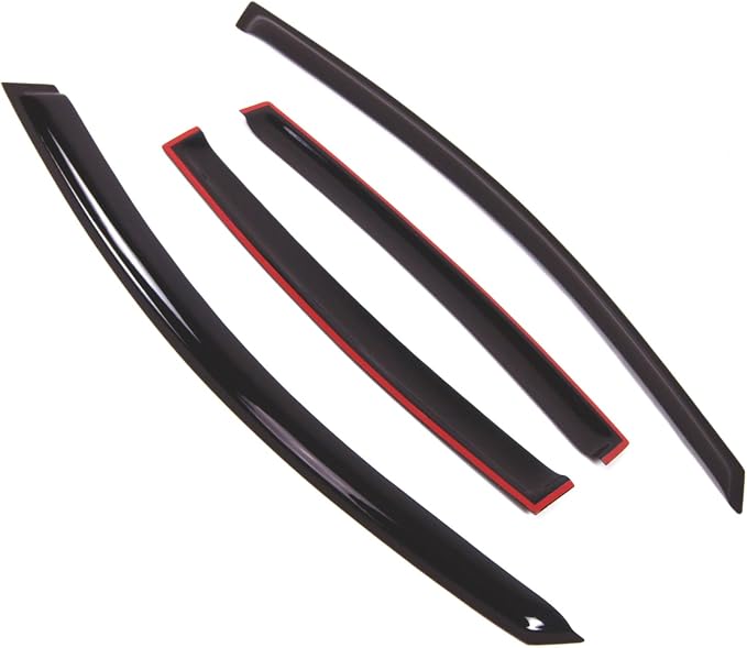 WD2-473 Dark Smoke 4 Pcs Set Window Visor (Outside Mount) Deflector Rain Guard Compatible with 2006-2008 Volkswagen Passat