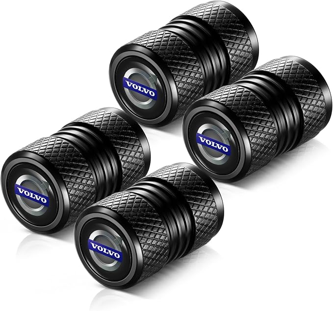 Tire Valve Stem Caps, Compatible with Volvo Series Stem Cap Universal Car Air Cover Car Accessories for Cars, SUV, Truck, Motorcycles 4pcs （Black）