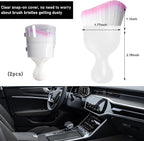 2 PCS Car Detailing Brush, Curved Soft Bristles Auto Removal Dust Collectors, Universal Vehicle Dashboard, Air Conditioner Vents etc Interior Cleaning Tool Accessory (White/White/Pink)