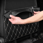 Car Seat Back, PU Leather Rear Seat Protector Kick Mat Cover with a Pocket, Easy to Clean Wear