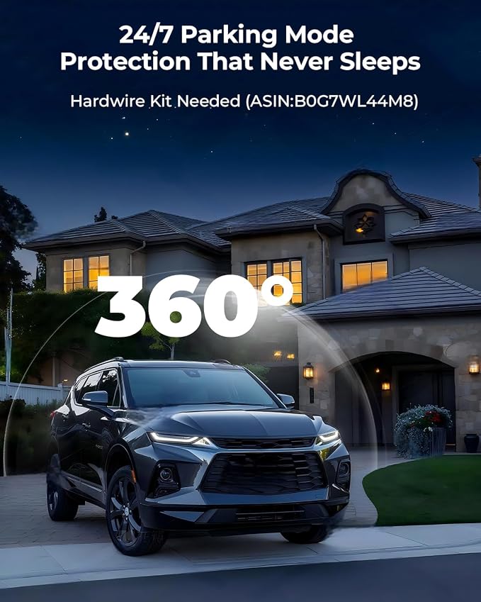 4K 360° Dash Cam, 4-Channel Car Camera Front and Rear Cabin & Sides with GPS, WiFi, Night Vision, 24H Parking Mode, Anti Vandalism for Truckers, Uber, Lyft, Rideshare & Delivery Drivers