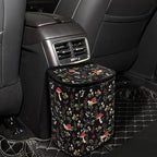 Mushroom Snail Flower Print Car Trash Can with Lid, Leak Proof Auto Trash Bag Hanging Vehicle Garbage Can Multipurpose Storage Container for Back Seat Road Trip