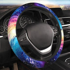 Galaxy Purple Blue Neoprene Steering Wheel Cover for Men Women Anti-Slip Elastic Steering Wheel Protective Cover 15in Universal Car Accessories Fit Cars, SUVs, Auto