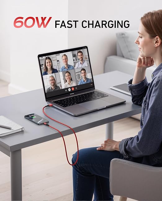 USB to USB C Cable Fast Charging [2 Pack 10FT], USB A to USB C Cable for Car, Durable Braided USB Type C iPhone Charger USBC Cord for iPhone 17/16/15/Pro Max/Plus, Samsung Galaxy S23 and More-Red