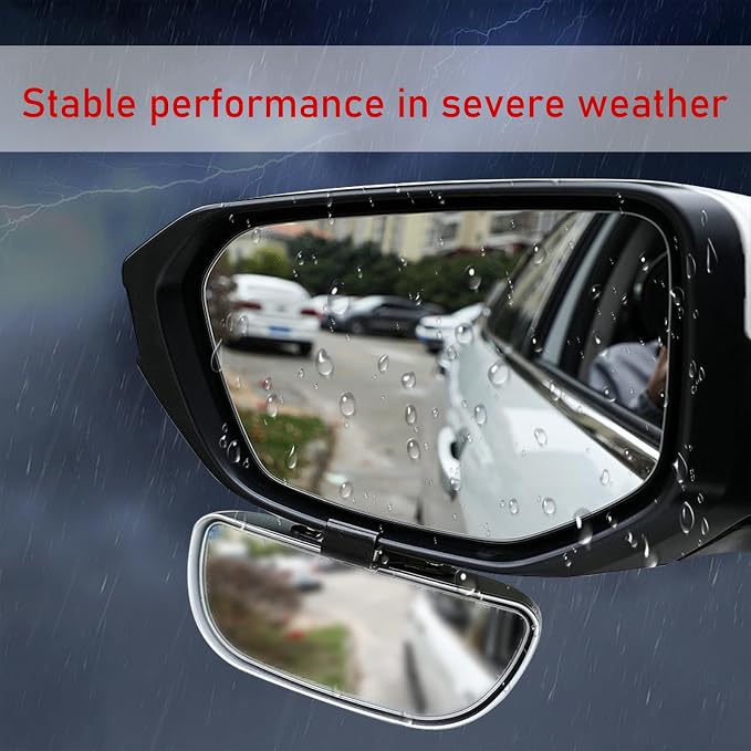360 Rotation Convex Wide Angle Blind Spot Mirror, Auxiliary Rearview, Auto Snap Clip On Side Mirror - Universal for Car, Truck, SUV (Silver)