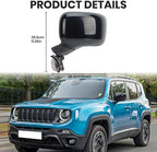 Left Driver Side Mirror Compatible with Jeep Renegade 2015-2025 Heated Manual Folding Power Glass Paintable Black
