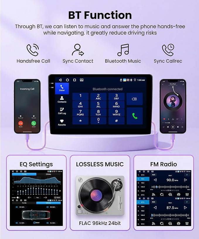 10.1 Inch Android 15 Car Stereo for Honda Civic 2006-2011, Wireless CarPlay & Android Auto, 5GHz WiFi GPS, Touchscreen, Bluetooth/FM/RDS SWC + AHD Backup Camera