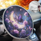 Steering Wheel Sun Shade Cover 17 inch Cooling Steering Wheel Sun Cover for Heat Protection Moon Rose Butterfly Car Accessories Heat Reflector Fit Most Cars SUV Trucks Van