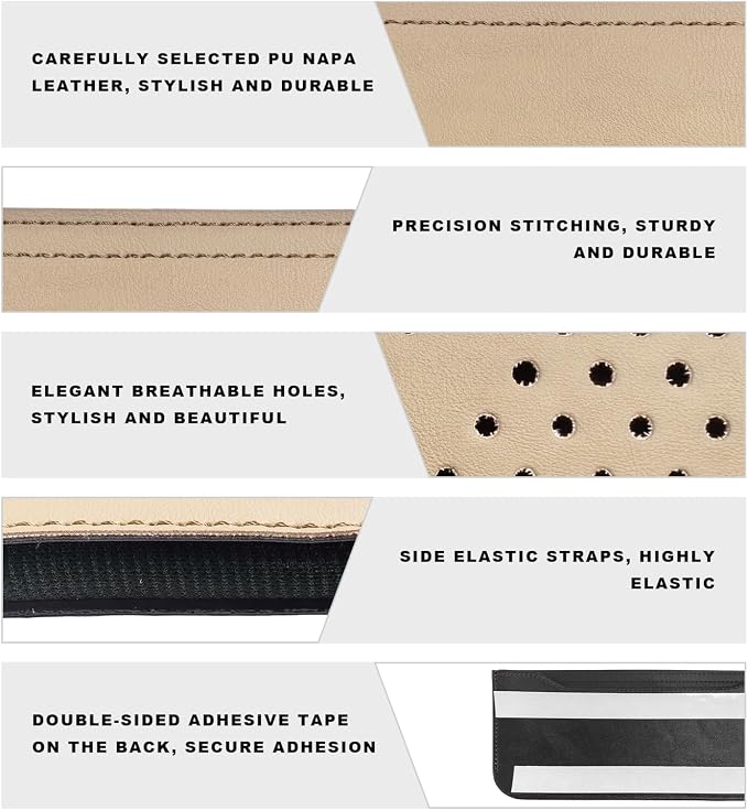 Car Seat Side Pocket Organizer, Auto Center Console Storage Pocket with Adhesive Tape, Multifunctional Leather Tray Pouch Sunglasses Holder for Car Seat Door Window (Beige)