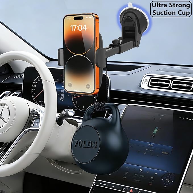 Car Phone Holder, [Ultra Strong Suction Cup] 360°Adjustable Phone Mount for Universal Car Windshield Compatible with iPhone 17 Pro Max and More Smartphones