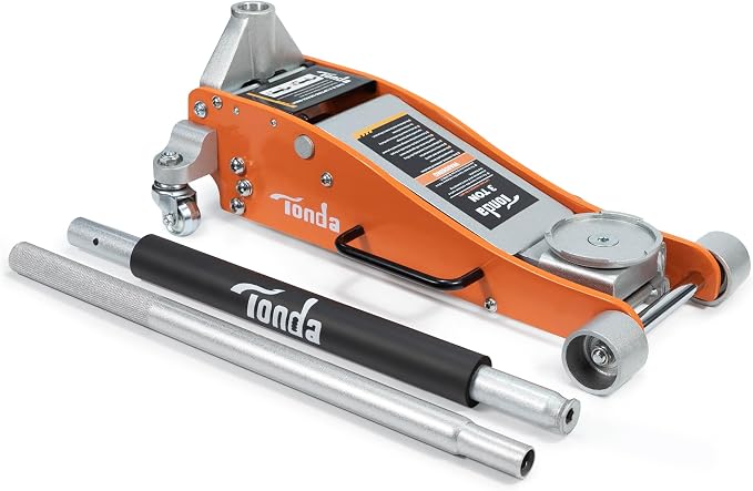 Floor Jack, 3 Ton Aluminum and Steel Low Profile Hydraulic Car Jack with Dual Pump System, Rapid Lift, Orange
