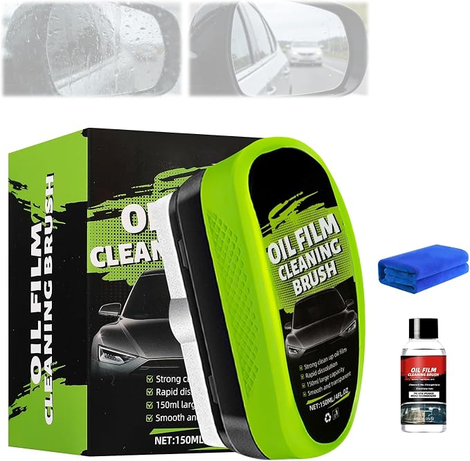 Automotive Oil Film Cleaning Brush, 2026 Upgrade Clearvision Car Windshield Cleaner,Oil Film Cleaning Brush, Clearvision Cars Windshield Cleaner Tool, Prevents Rain and Fog(150ml)