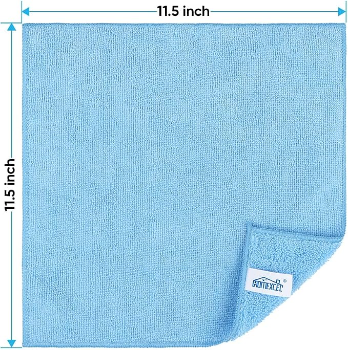 Blue Microfiber Cleaning Cloth, 12 Pack Premium Microfiber Towels for Cars, Lint Free, Scratch-Free, Highly Absorbent, Reusable Cleaning Rags for Car, Household, Kitchen, Window,11.5"X11.5"