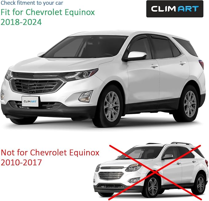 in-Channel Incredibly Durable Rain Guards for Chevrolet Chevy Equinox 2018-2024, Vent Window Visors, Car Accessories, Vent Deflector, Original Window Deflectors, 4 pcs - 618258