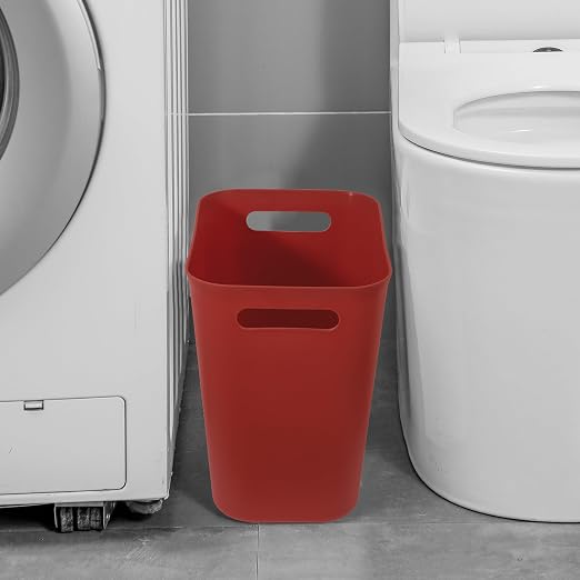Plastic Small Bathroom Trash Can Wastebasket, 3.5 Gallon, Red | Compact Sturdy Garbage Can for Bathroom, Laundry Room, Kitchen, Office, Kids Room, Dorm, Durable, Easy to Clean