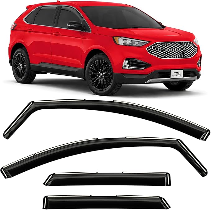 Voron Glass in-Channel Extra Durable Rain Guards for Ford Edge 2015-2024, Window Deflectors, Vent Window Visors, 4 Pieces - 200813
