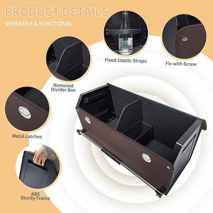 Car Trunk Organizer for SUV Car Trunk Storage Organizer with Lid and Sturdy Handle Collapsible Trunk Organizer for Truck, Sedan, Van (Brown, 27.1 x 11.4 x 12.2in)